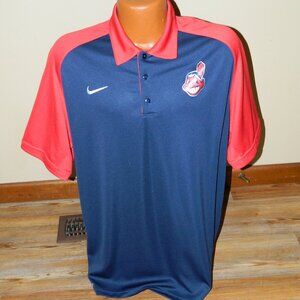 NIKE DRI - FIT CLEVELAND INDIANS POLO MENS SIZE LARGE